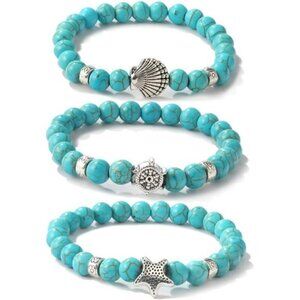 Turquoise Bracelet for Women,Healing Crystal Stone Stretch Round Bead Bracelets